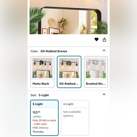 Vanity light , 3-Light Oil-Rubbed Bronze - Picture 8 of 9